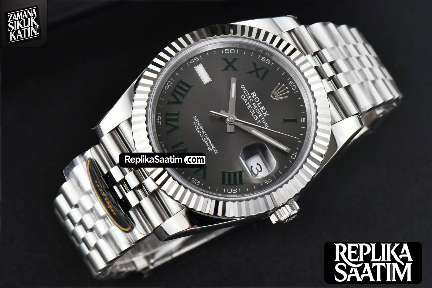 DateJust 41MM 126334 Clean CF Wimbledon Gray Dial Green Marker Jubilee Bracelet VR3235 -11
