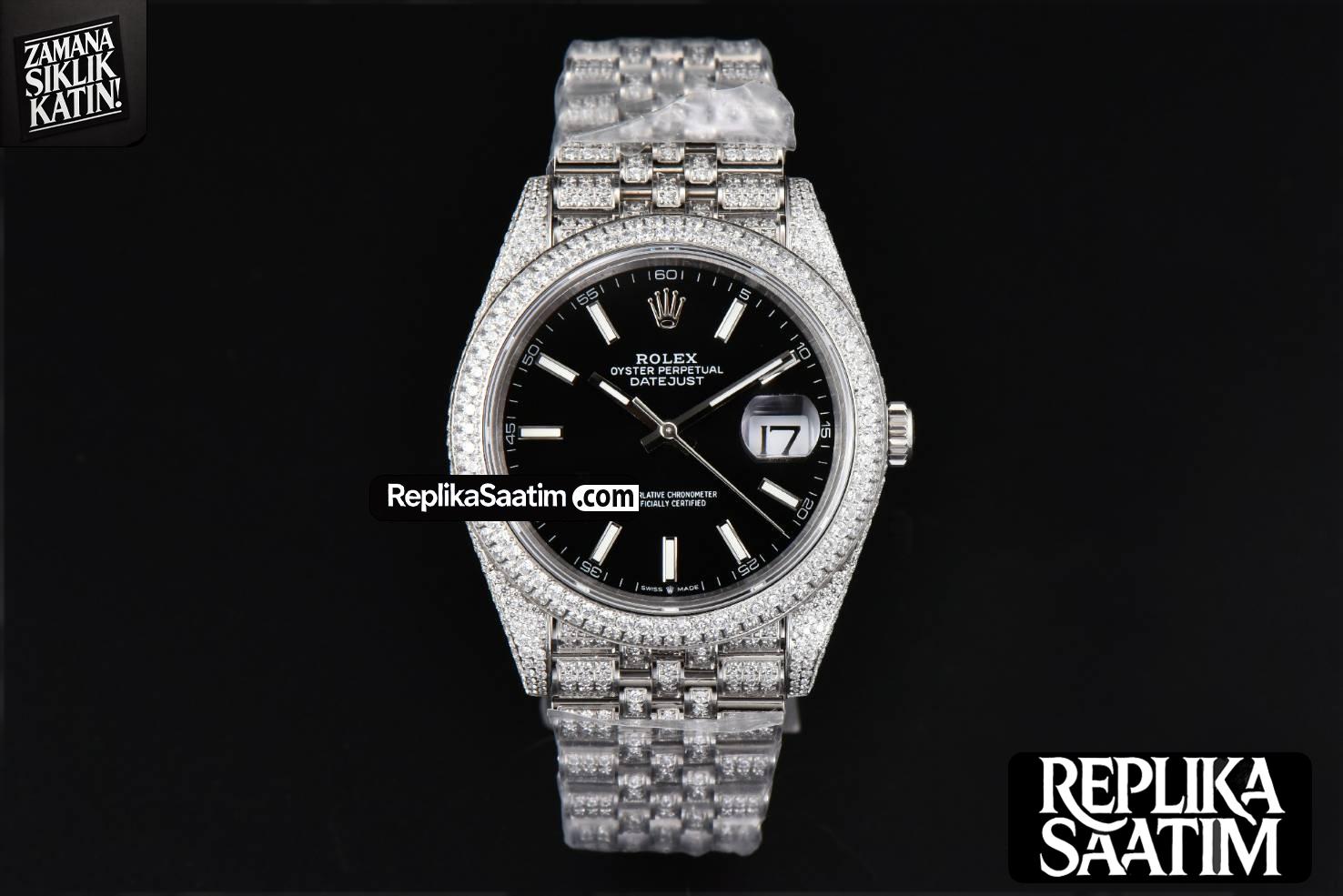 Datejust 41MM Full Diamond GMF Black Dial Jubilee Bracelet A2824 -02