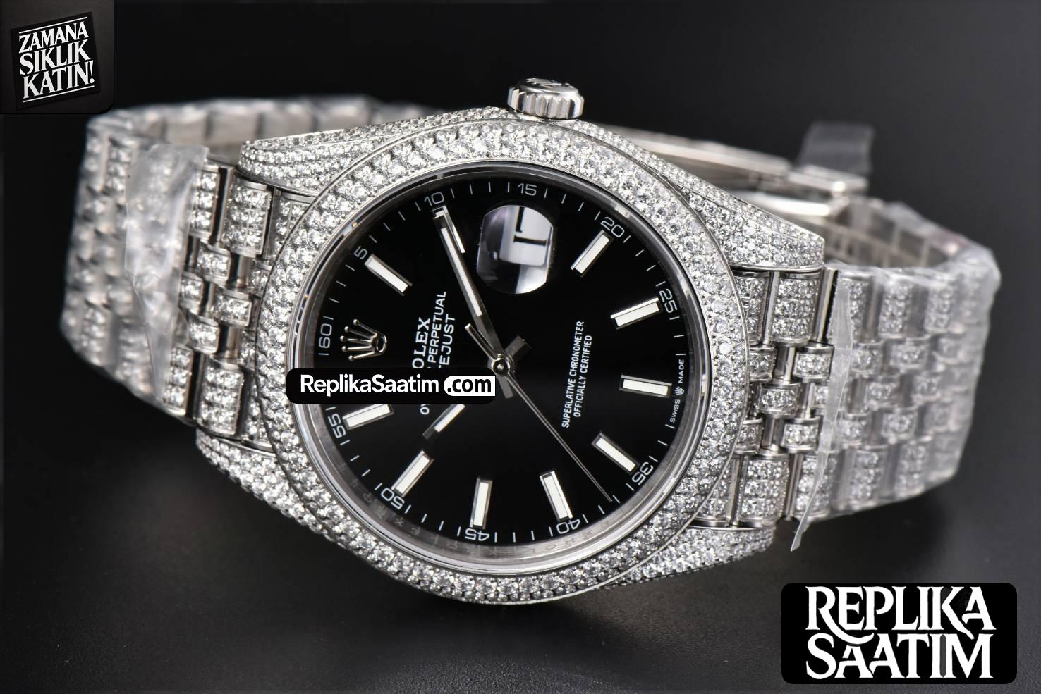 Datejust 41MM Full Diamond GMF Black Dial Jubilee Bracelet A2824 -15