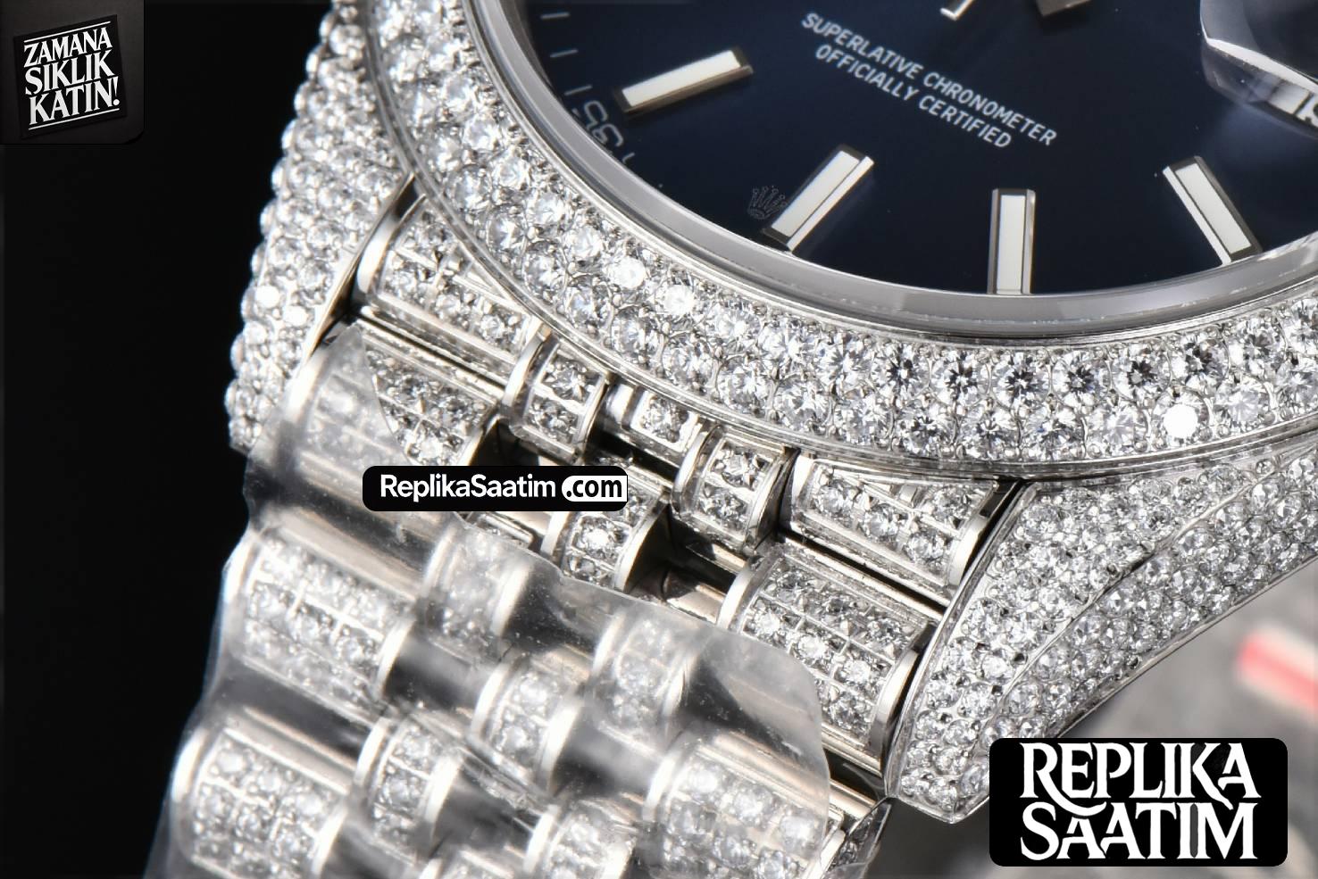 Datejust 41MM Full Diamond GMF Blue Dial Jubilee Bracelet A2824 -09