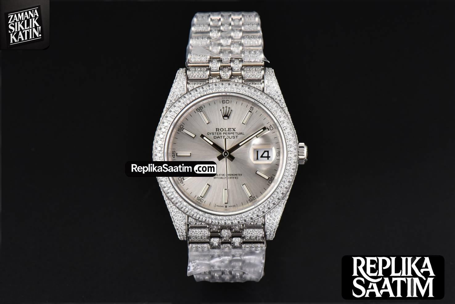 Datejust 41MM Full Diamond GMF Silver Dial Jubilee Bracelet A2824 -02