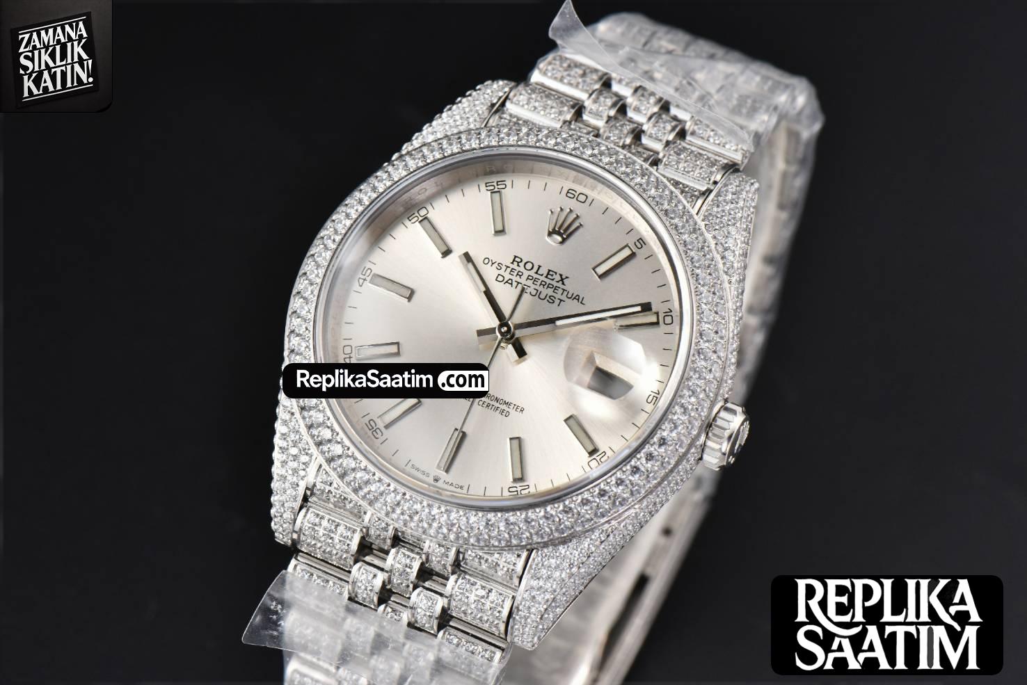 Datejust 41MM Full Diamond GMF Silver Dial Jubilee Bracelet A2824 -03
