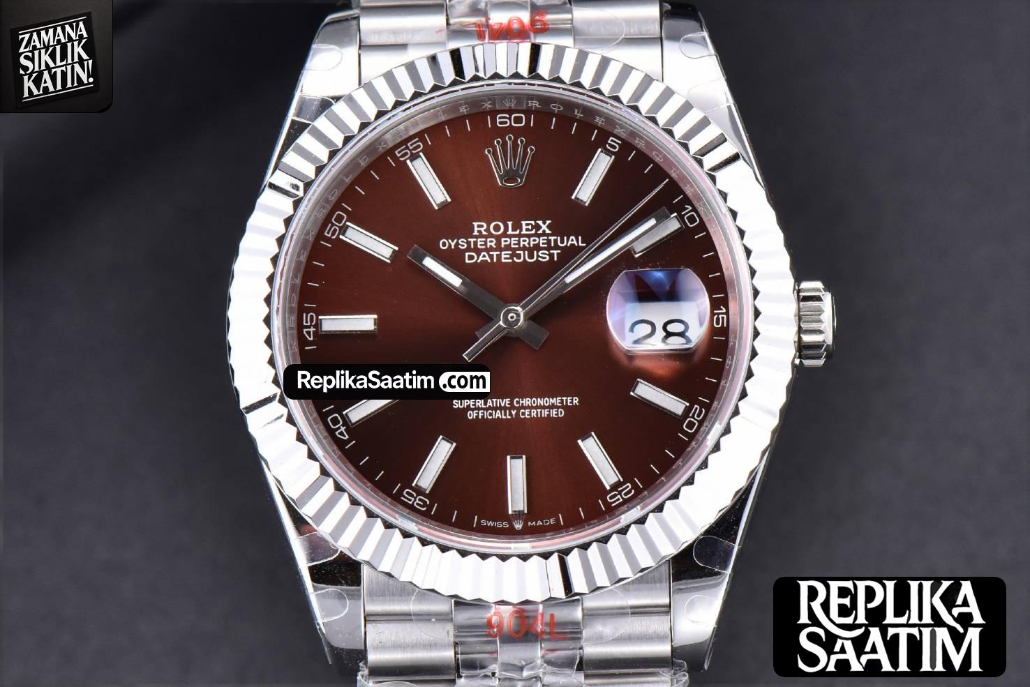 Datejust 41mm SS GMF Borwn Dial Lume Marker Fluted Bezel Jubille Bracelet VR3235 -01
