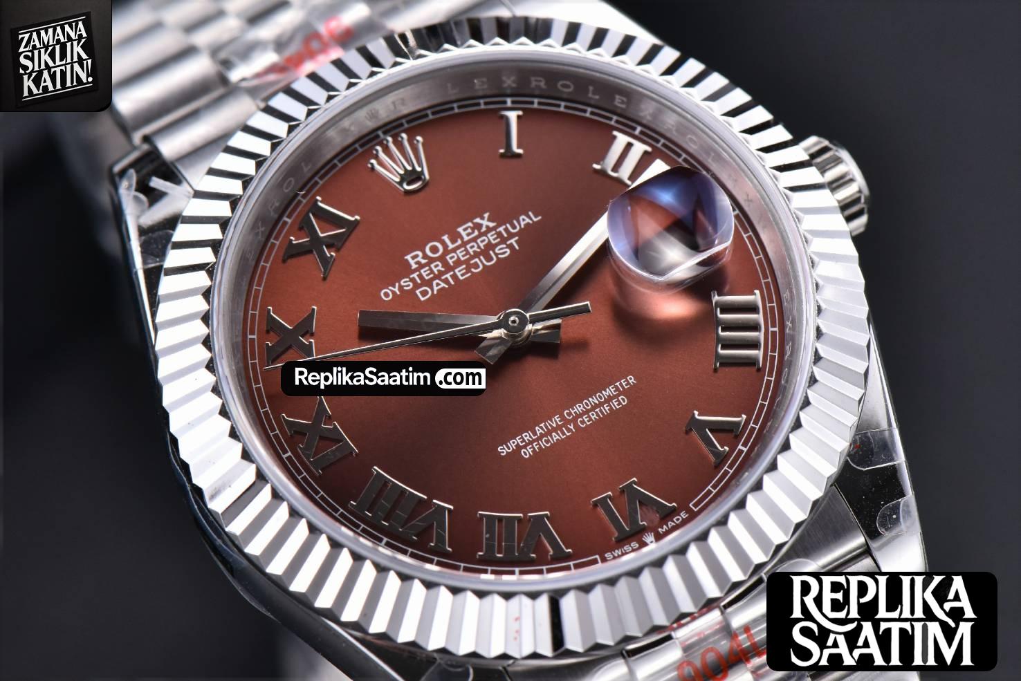Datejust 41mm SS GMF Borwn Dial Roma Marker Fluted Bezel Jubille Bracelet VR3235 -12