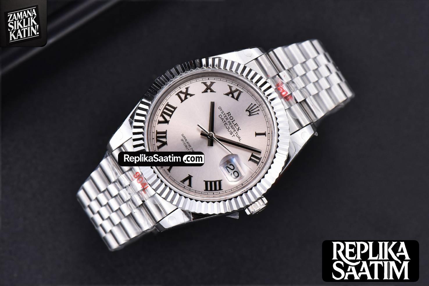 Datejust 41mm SS GMF Silver Dial Roma Marker Fluted Bezel Jubille Bracelet VR3235 -14