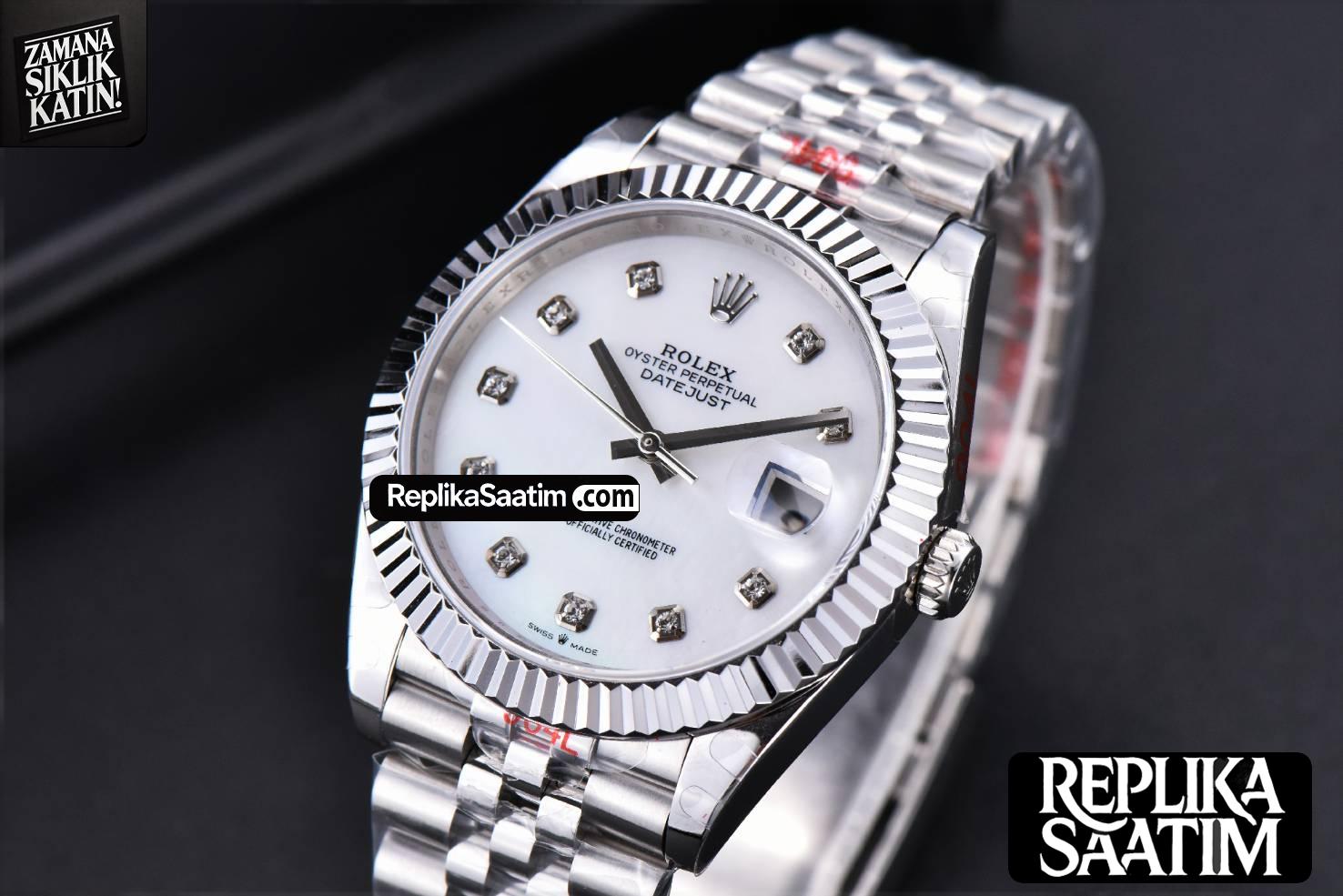 Datejust 41mm SS GMF White Dial Diamond Marker Fluted Bezel Jubille Bracelet VR3235 -04