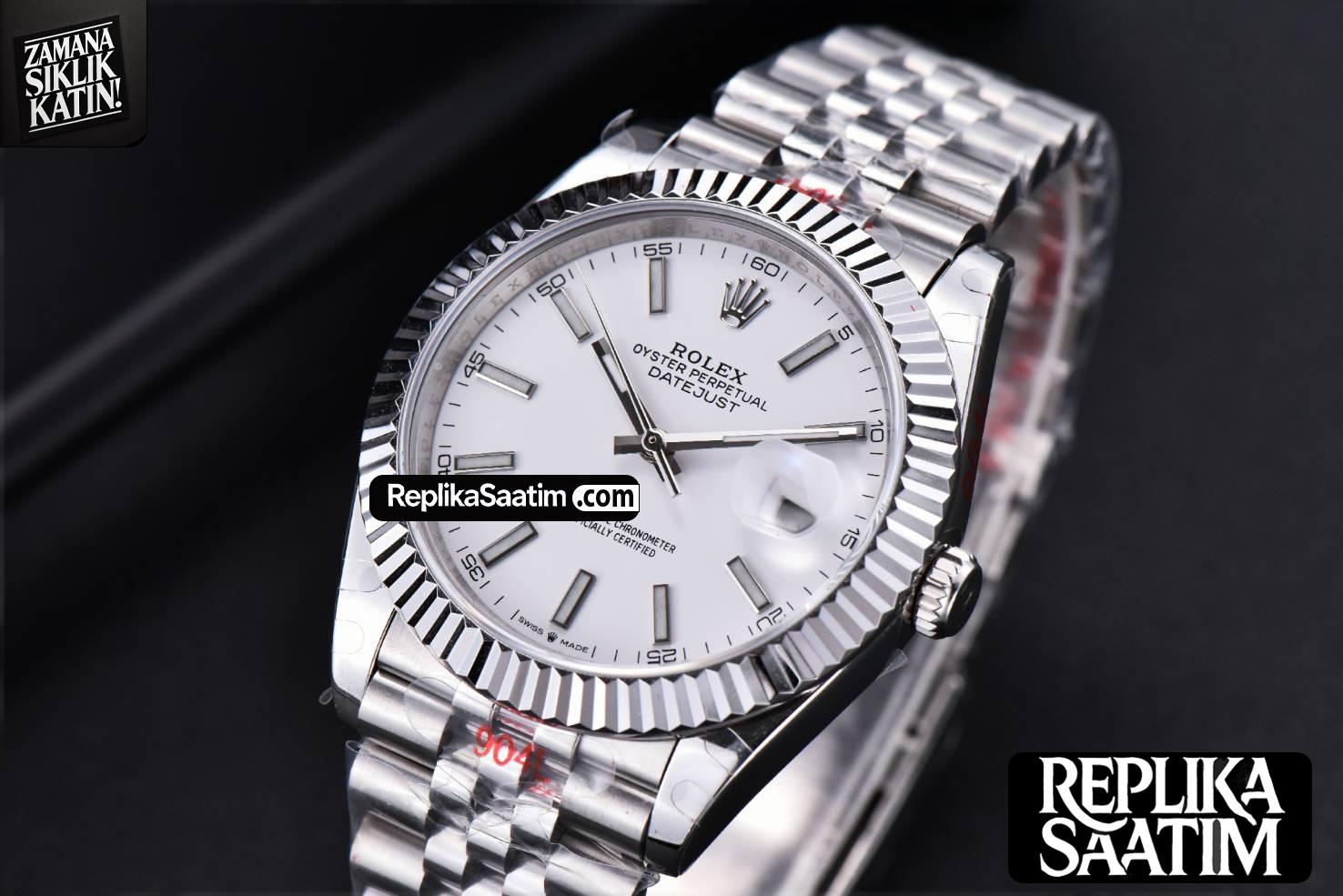 Datejust 41mm SS GMF White Dial Lume Marker Fluted Bezel Jubille Bracelet VR3235 -04
