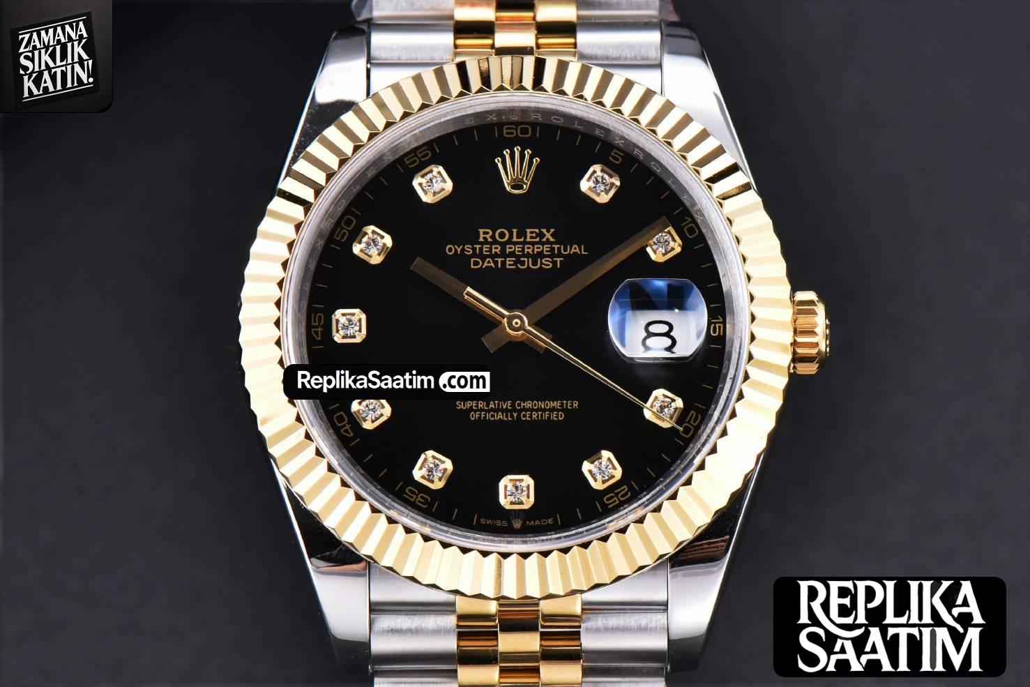 Datejust 41mm YG/SS GMF Black Dial diamond Marker Fluted Bezel Jubille Bracelet VR3235 -01