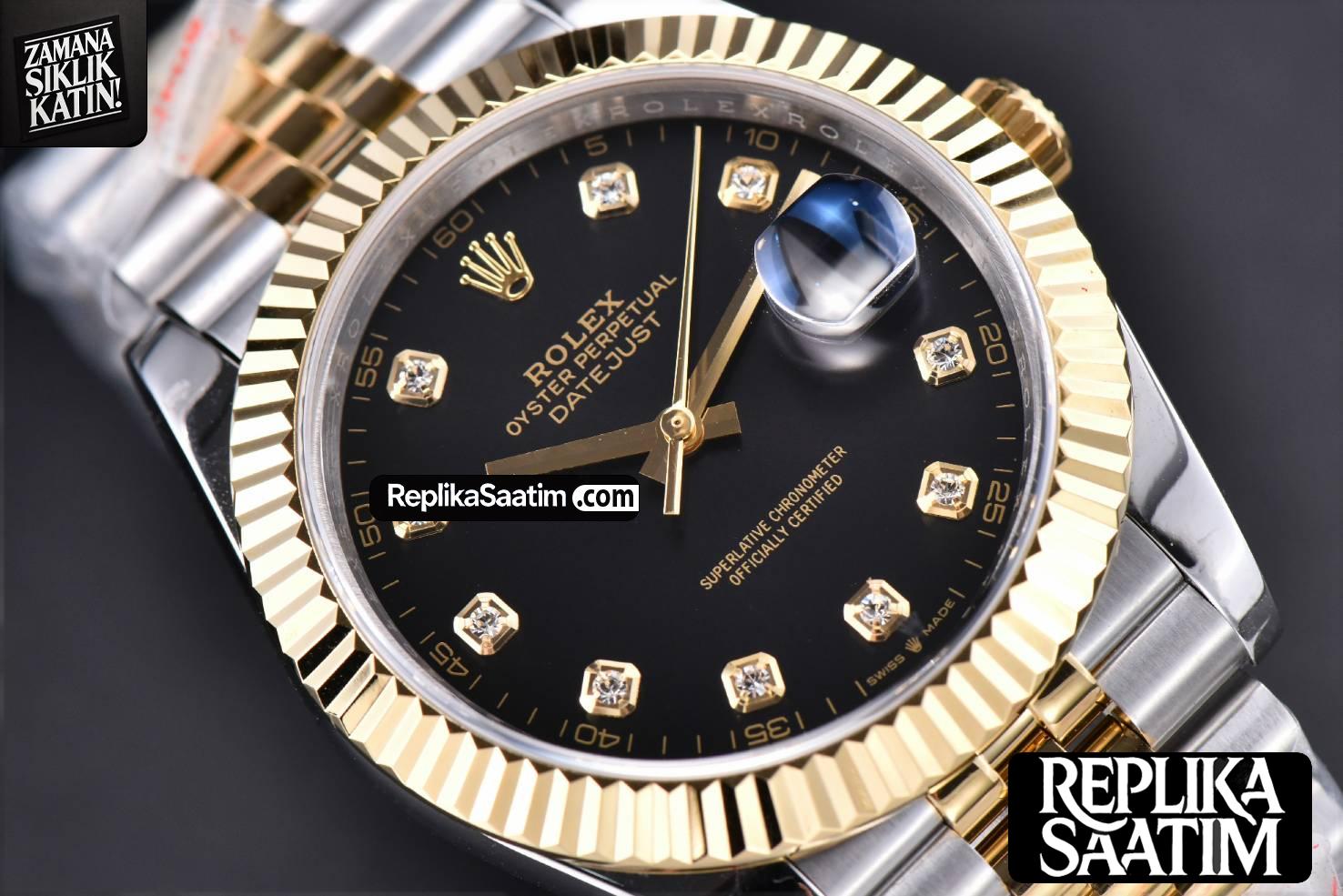 Datejust 41mm YG/SS GMF Black Dial diamond Marker Fluted Bezel Jubille Bracelet VR3235 -11