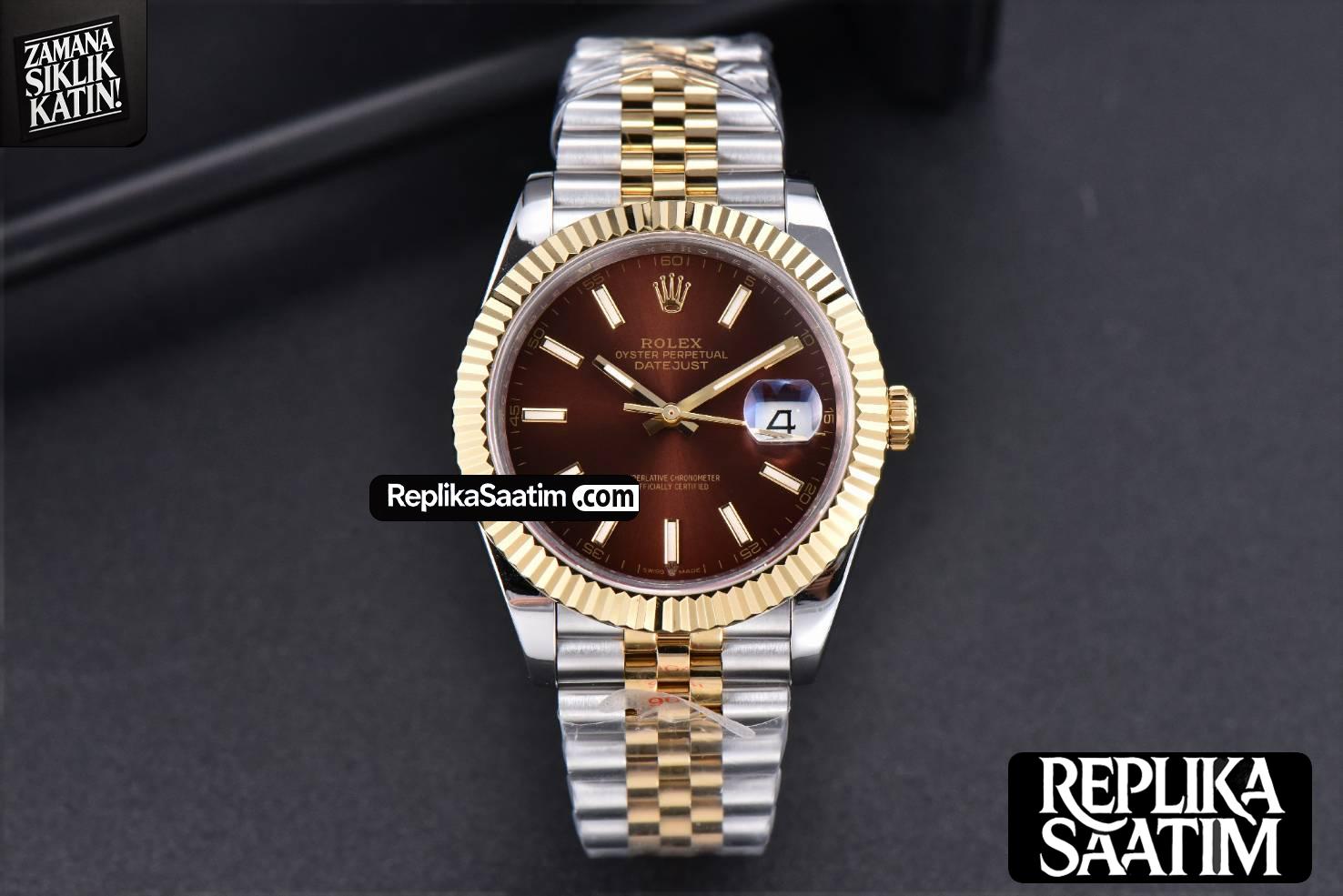 Datejust 41mm YG/SS GMF Brown Dial Stick Marker Fluted Bezel Jubille Bracelet VR3235 -02
