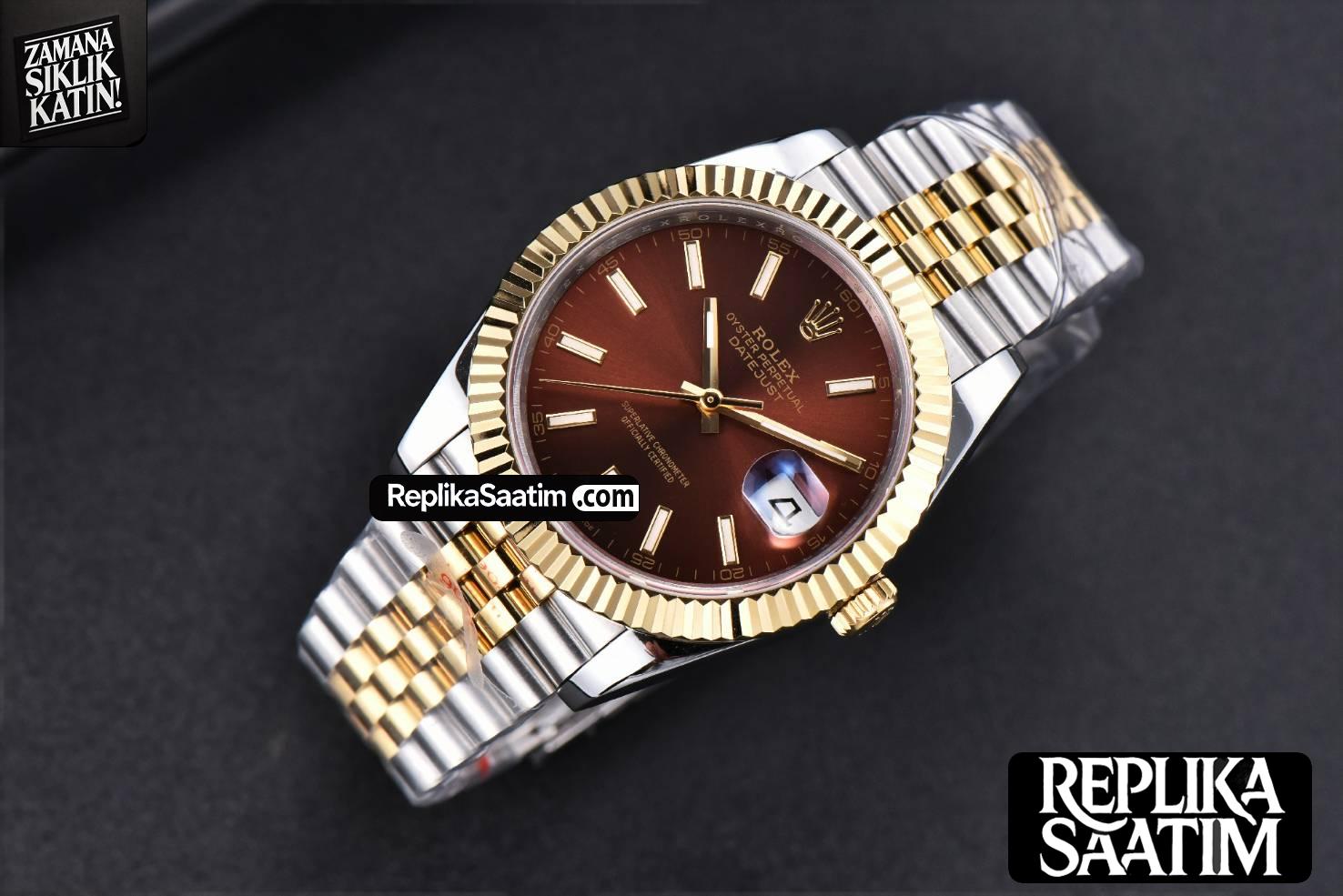 Datejust 41mm YG/SS GMF Brown Dial Stick Marker Fluted Bezel Jubille Bracelet VR3235 -03
