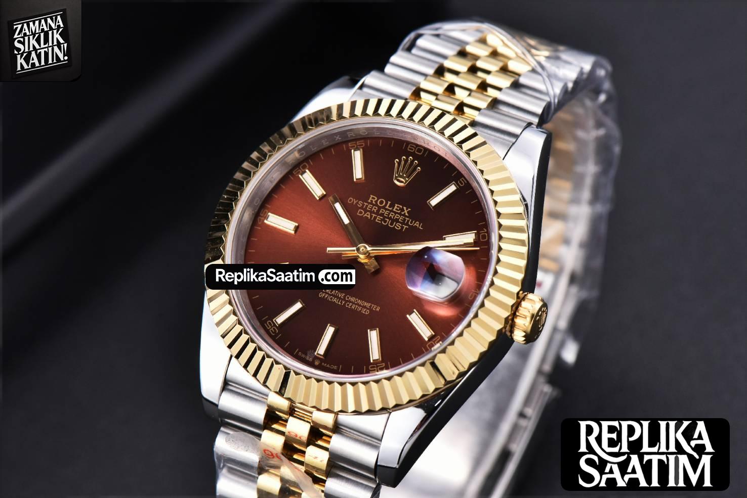 Datejust 41mm YG/SS GMF Brown Dial Stick Marker Fluted Bezel Jubille Bracelet VR3235 -04