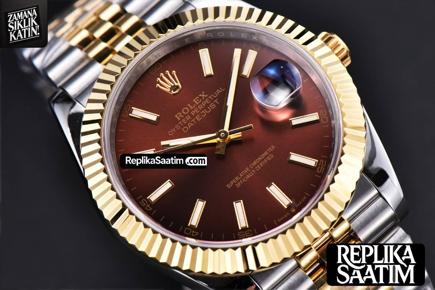 Datejust 41mm YG/SS GMF Brown Dial Stick Marker Fluted Bezel Jubille Bracelet VR3235 -13