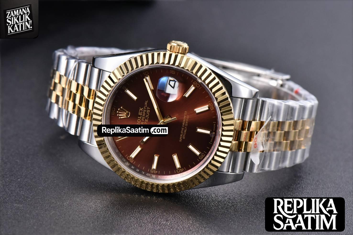 Datejust 41mm YG/SS GMF Brown Dial Stick Marker Fluted Bezel Jubille Bracelet VR3235 -15