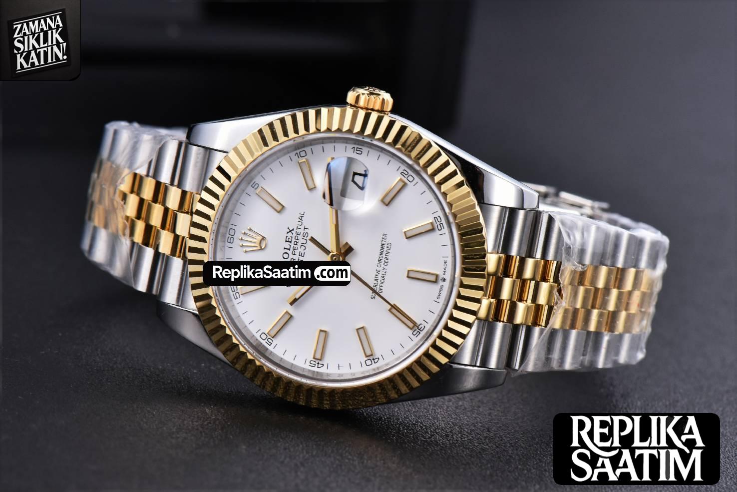 Datejust 41mm YG/SS GMF White Dial Stick Marker Fluted Bezel Jubille Bracelet VR3235 -15