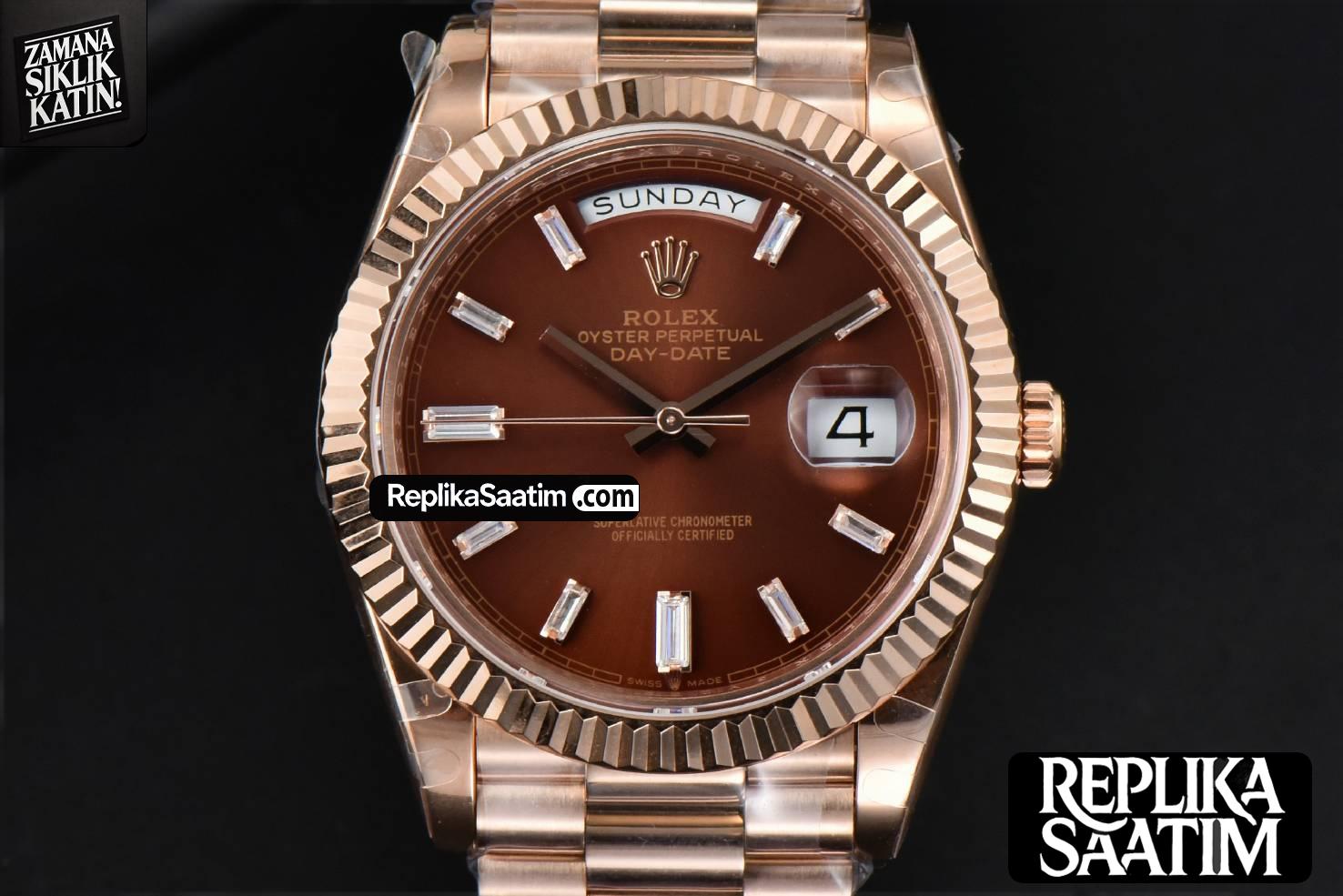 DayDate 40MM BPF RG Brown Dial Diamond Marker RG Bracelet A2836 -01