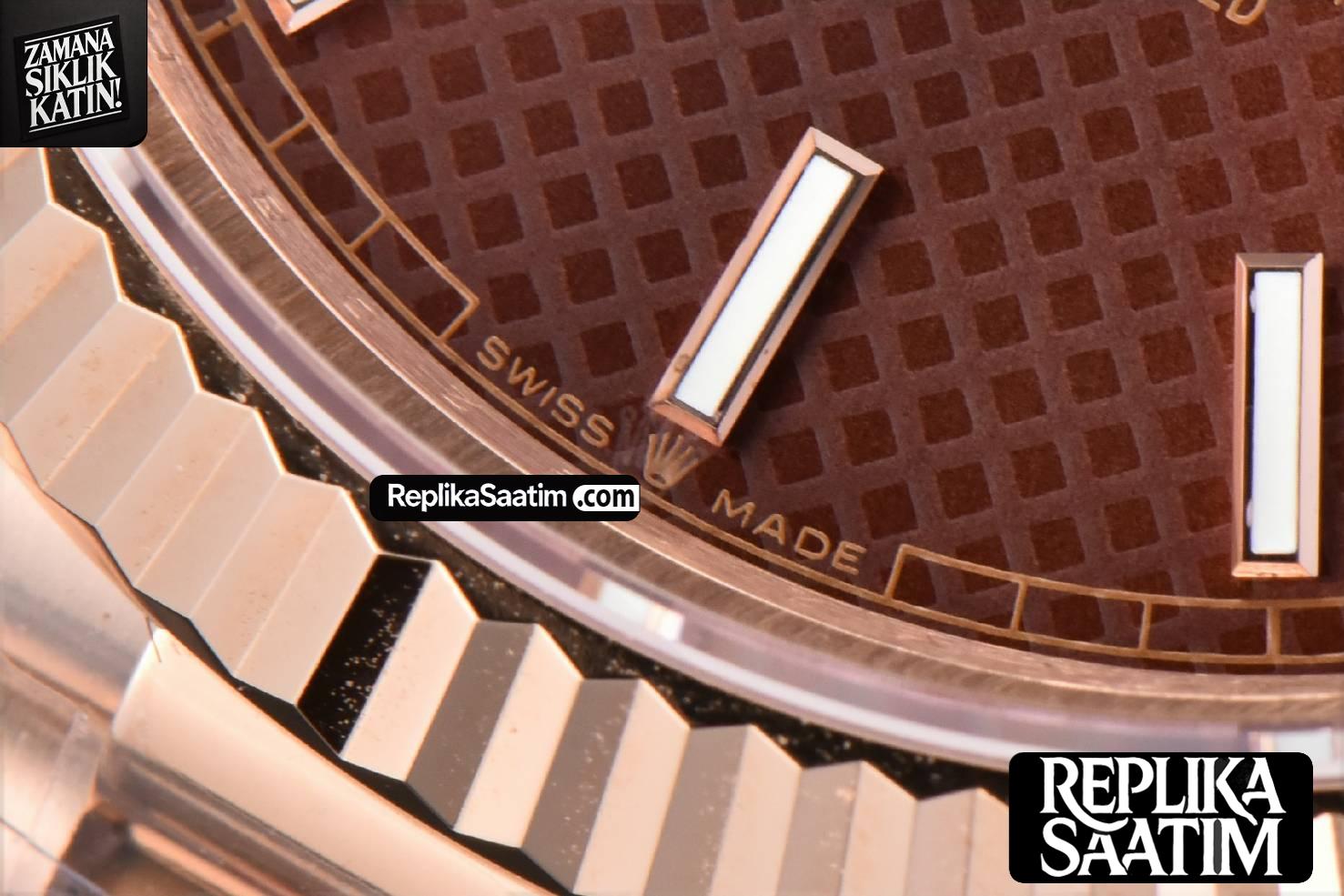 DayDate 40MM RG GMF Brown Dial Lume Marker President Bracelet A3235 -08