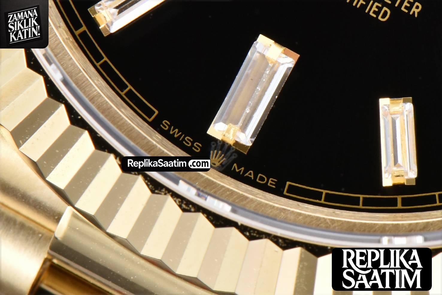 DayDate 40MM YG GMF Black Dial Diamond Marker President Bracelet A3235 -06
