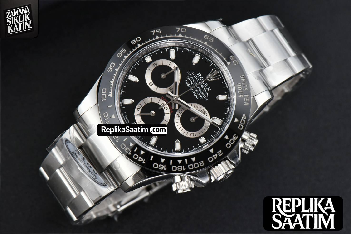 Daytona 116500 Clean CF Black Ceramic Black Dial SS Bracelet A4130 -03