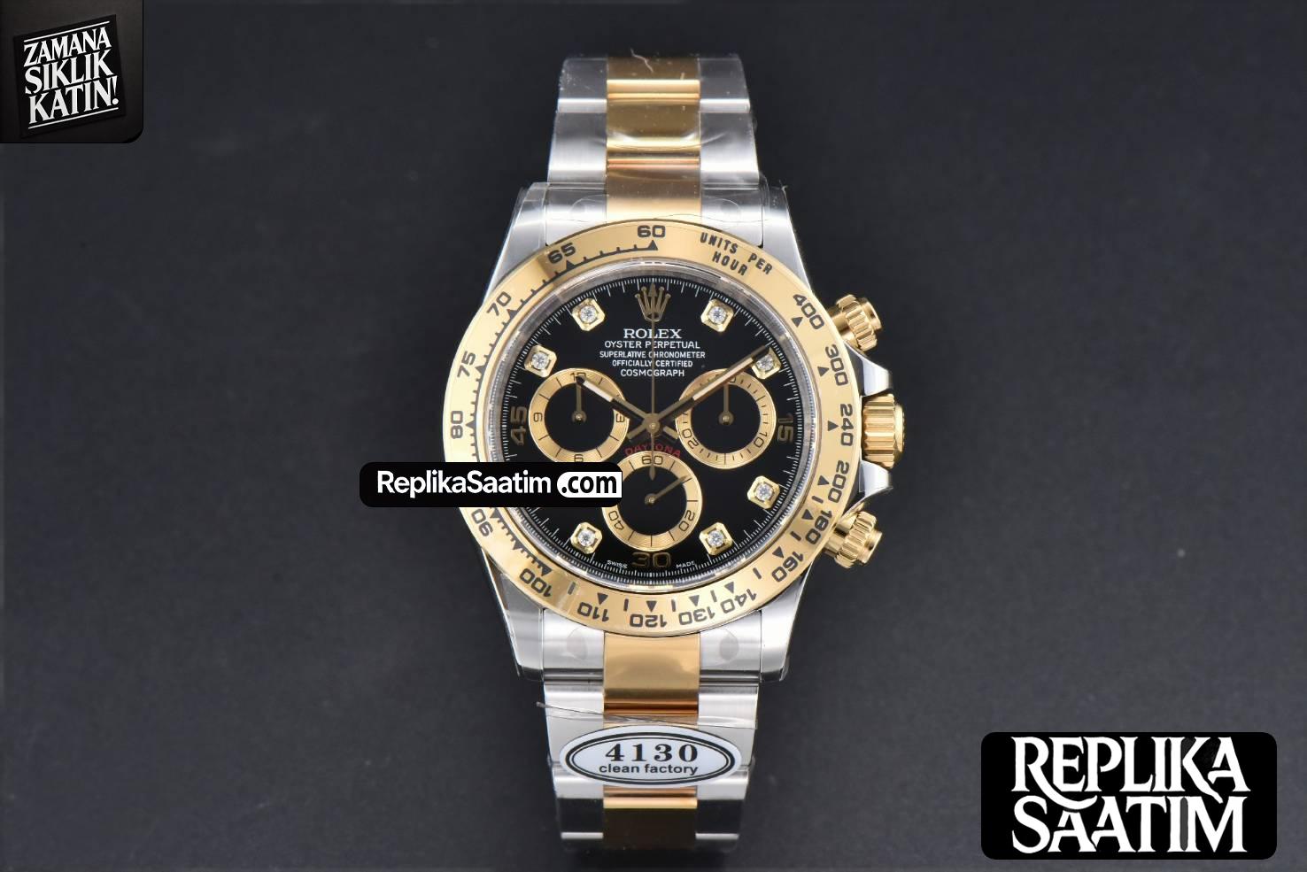 Daytona 116503 YG/SS Clean CF Black Dial Diamond Marker YG/SS Bracelet A4130 -02