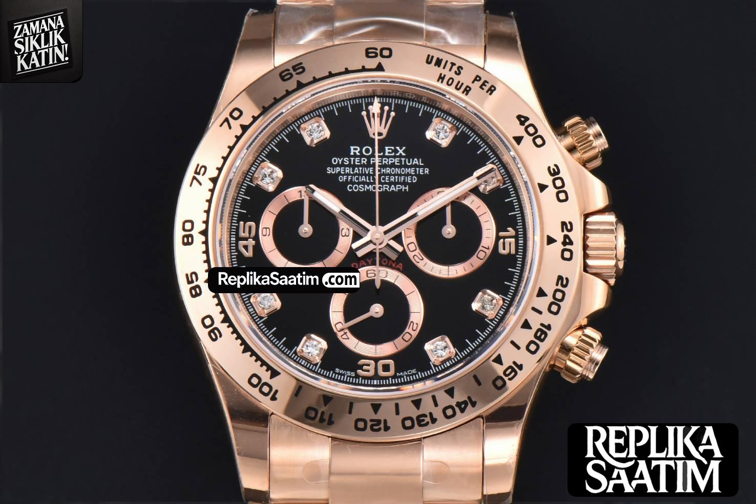 Daytona 116505 RG APSF Black Dial Diamond Marker RG Bracelet SH4130 -01