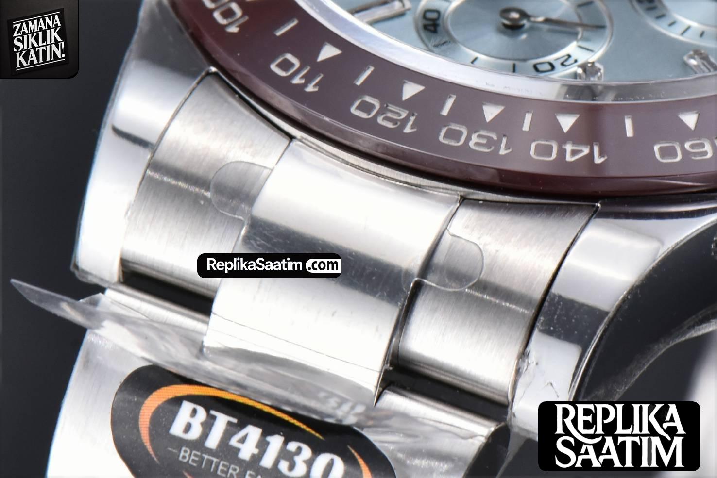 Daytona 116506 904L BTF Brown Ceramic Ice Blue Dial Diamond Marker SS Bracelet A4130 -10