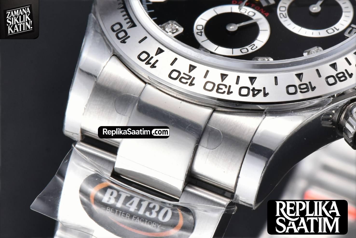 Daytona 116509 904L BTF Black Dial Diamond Marker SS Bracelet SA4130 -11