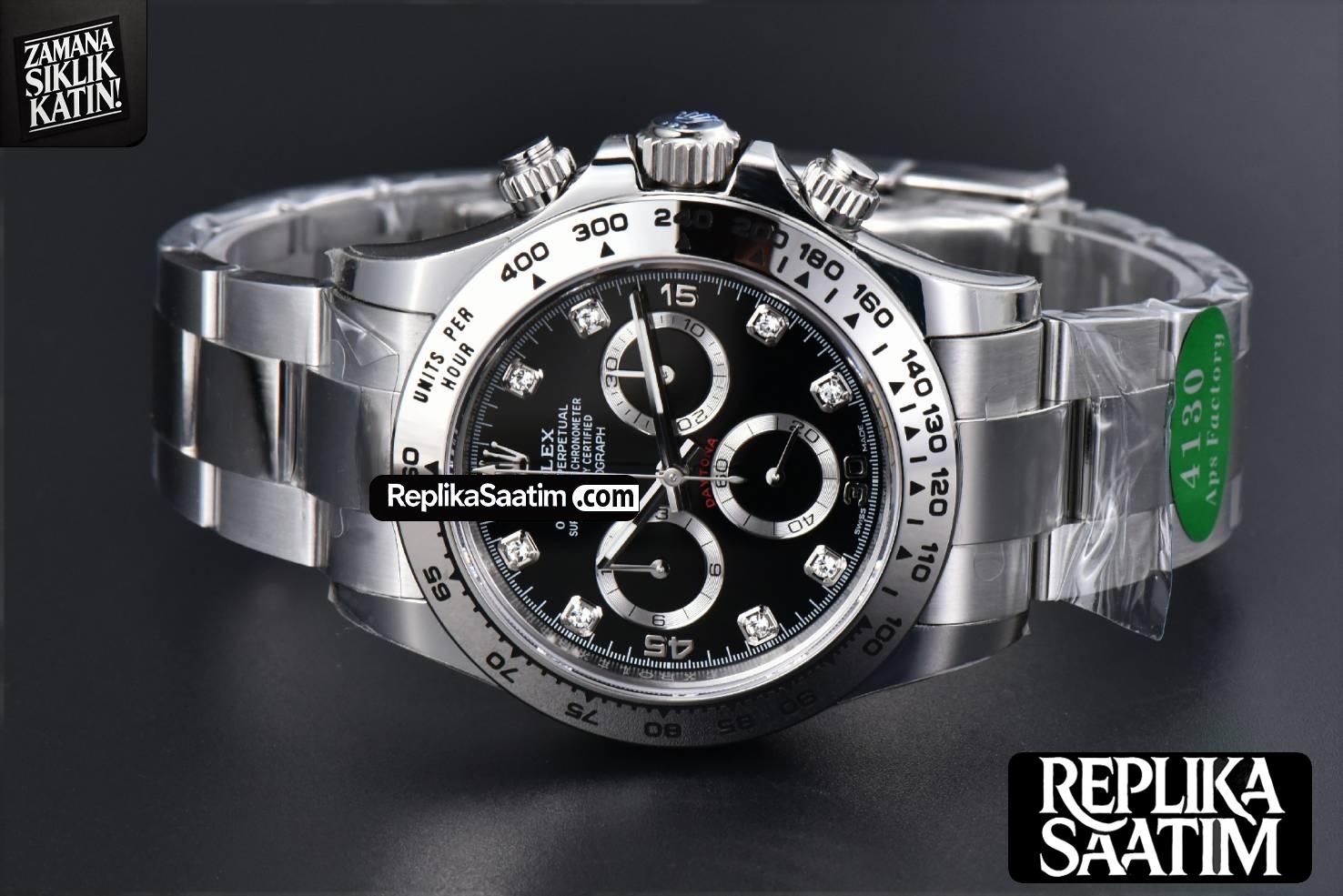 Daytona 116509 SS APSF Black Dial Diamond Marker SS Bracelet SH4130 -15