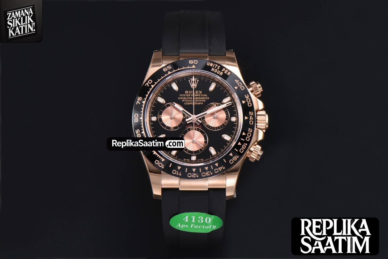 Daytona 116515 RG APSF Black Dial Ceramic Bezel Lume Marker Oysterflex Strap Tungsten Version SH4130 -02