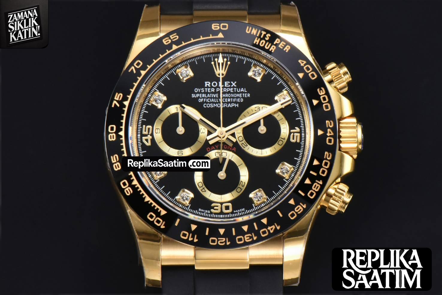 Daytona 116518 YG APSF Black Dial Ceramic Bezel Diamond Marker Oysterflex Strap Tungsten Version SH4130 -01