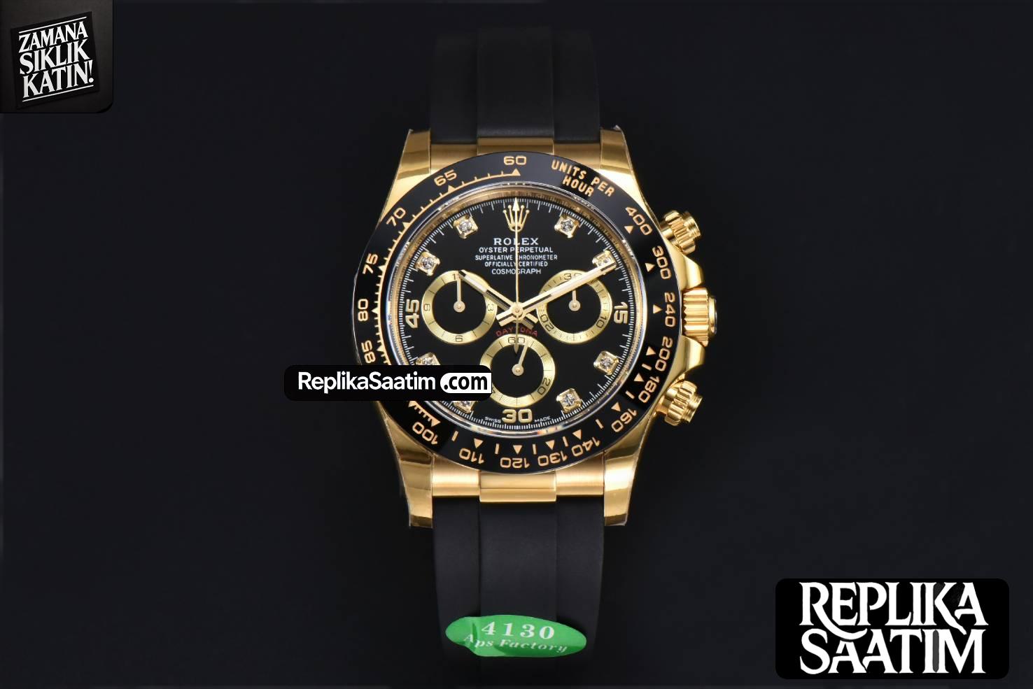 Daytona 116518 YG APSF Black Dial Ceramic Bezel Diamond Marker Oysterflex Strap Tungsten Version SH4130 -02