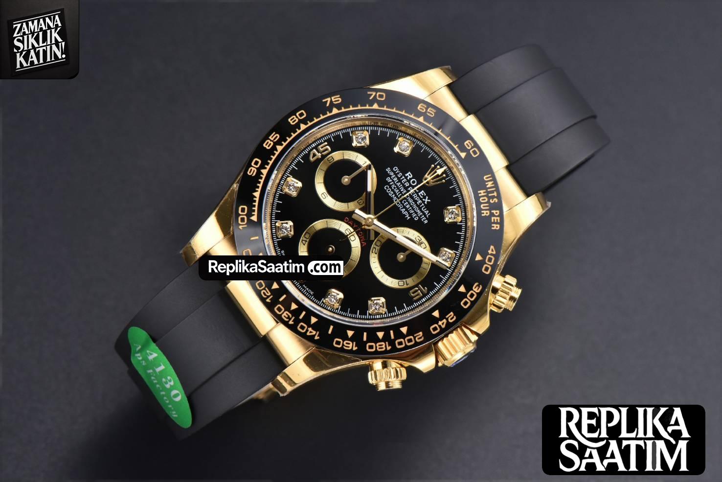 Daytona 116518 YG APSF Black Dial Ceramic Bezel Diamond Marker Oysterflex Strap Tungsten Version SH4130 -03