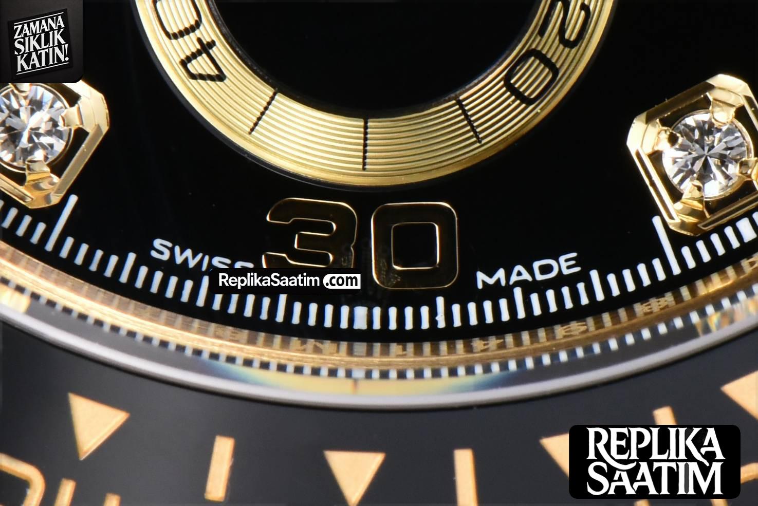 Daytona 116518 YG APSF Black Dial Ceramic Bezel Diamond Marker Oysterflex Strap Tungsten Version SH4130 -09