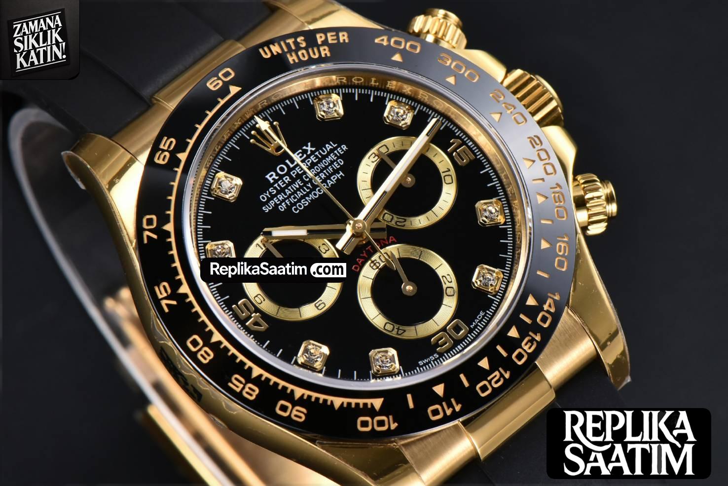 Daytona 116518 YG APSF Black Dial Ceramic Bezel Diamond Marker Oysterflex Strap Tungsten Version SH4130 -14