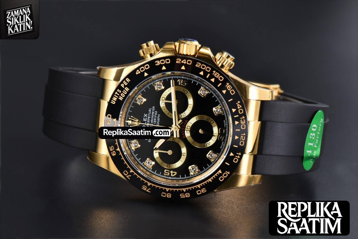 Daytona 116518 YG APSF Black Dial Ceramic Bezel Diamond Marker Oysterflex Strap Tungsten Version SH4130 -15