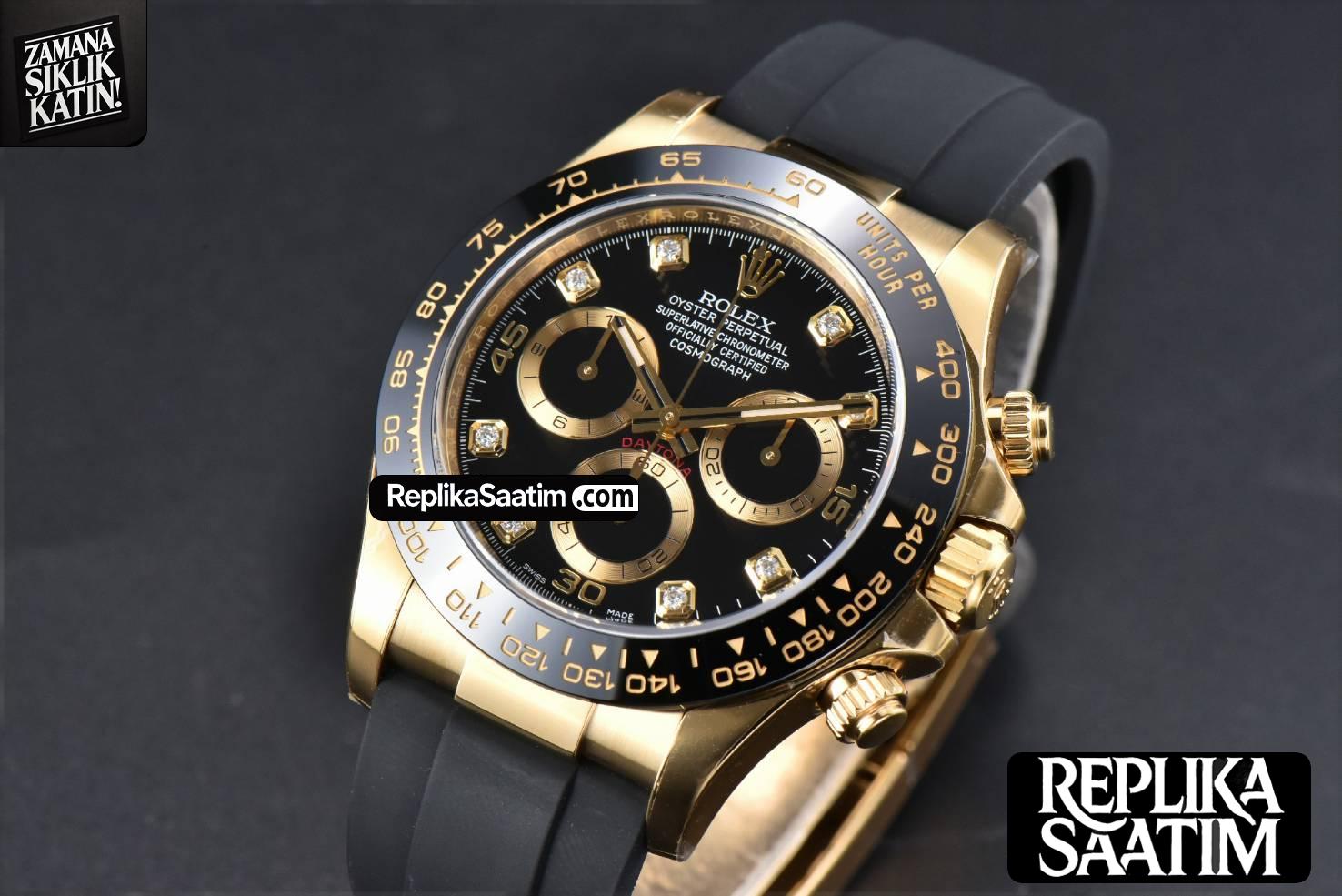 Daytona 116518 YG Clean CF Black Dial Diamond Marker Oysterflex Strap A4130 -04