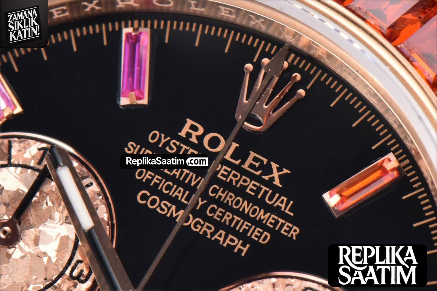 Daytona 116595 Customized Noob Rainbow Diamond RG Bezel Black Dial RG Bracelet SA4130 -05