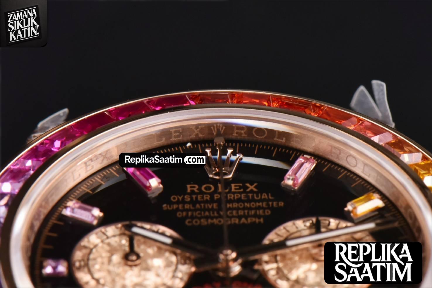 Daytona 116595 King RG Rainbow Diamond Black Dial RG Bracelet A7750 -12