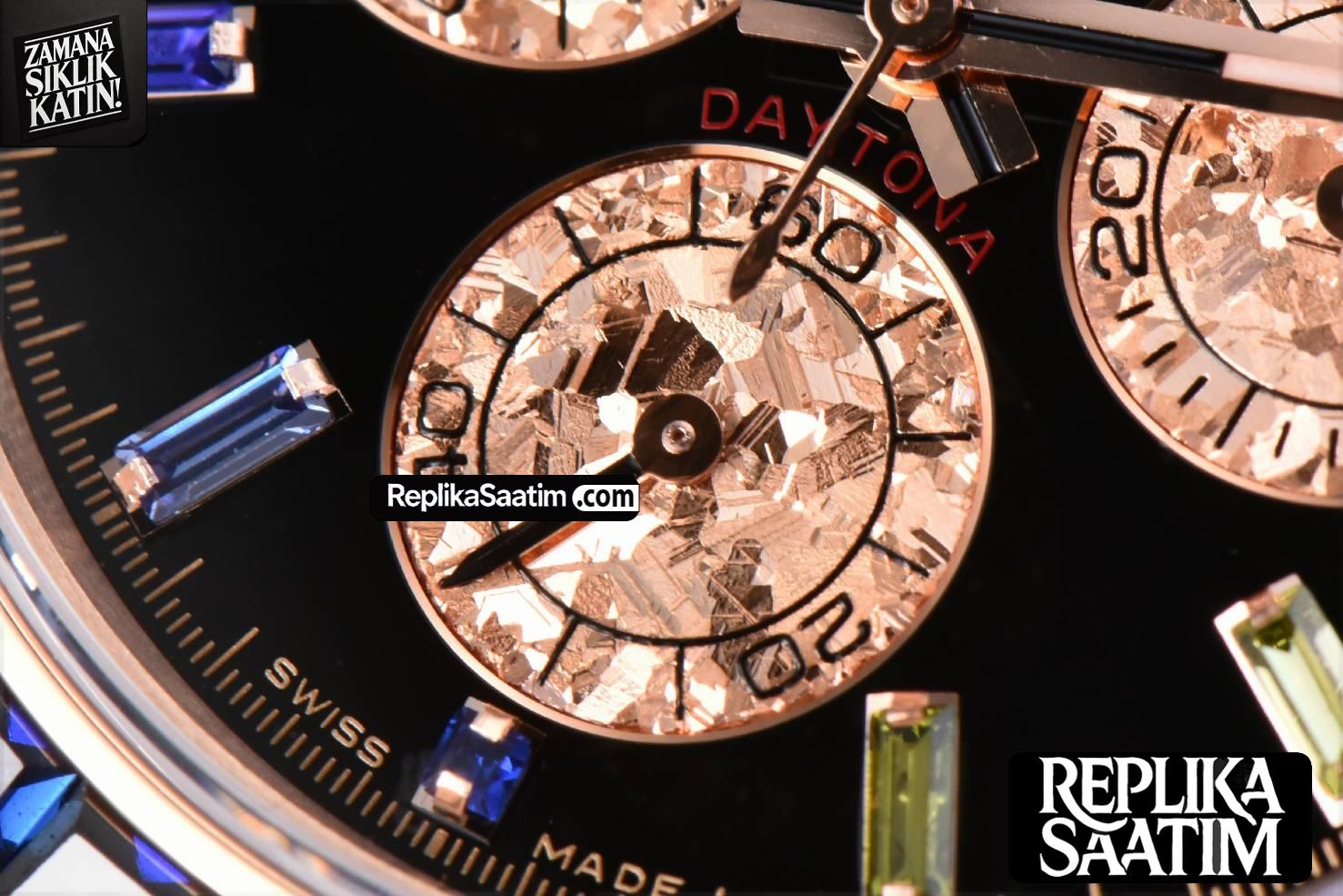 Daytona 116598  Rainbow ZF Black Diamonds Dial on RG Bracelet SH4130 -08