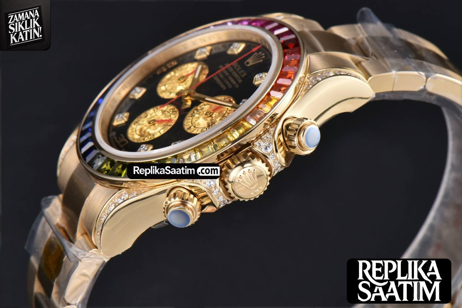 Daytona 116598  Rainbow ZF Black Diamonds Dial on YG Bracelet SH4130 -11