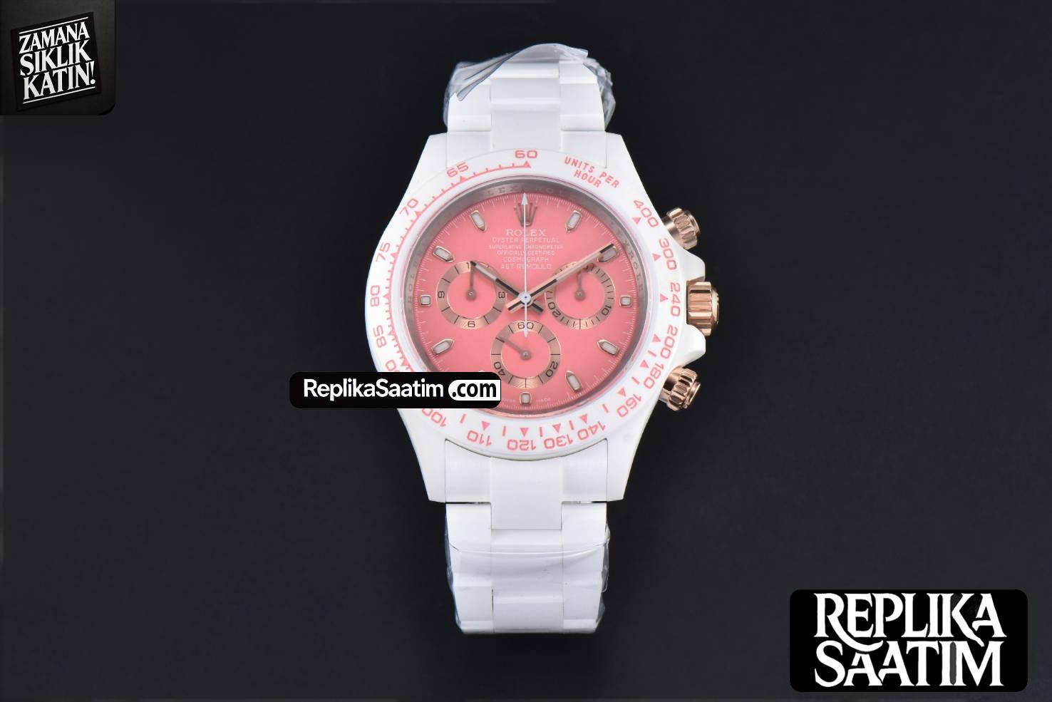 Daytona 40mm AETF (ZF) White Ceramic Pink Dial Ceramic Bracelet 4130 Movement -01