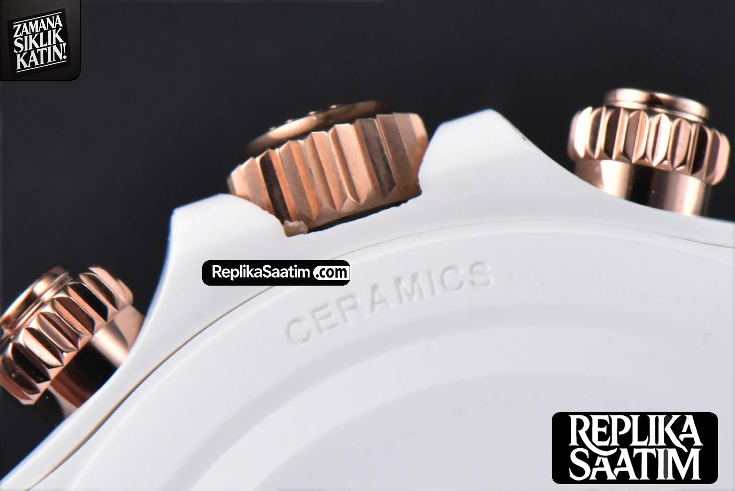 Daytona 40mm AETF (ZF) White Ceramic Pink Dial Ceramic Bracelet 4130 Movement -18