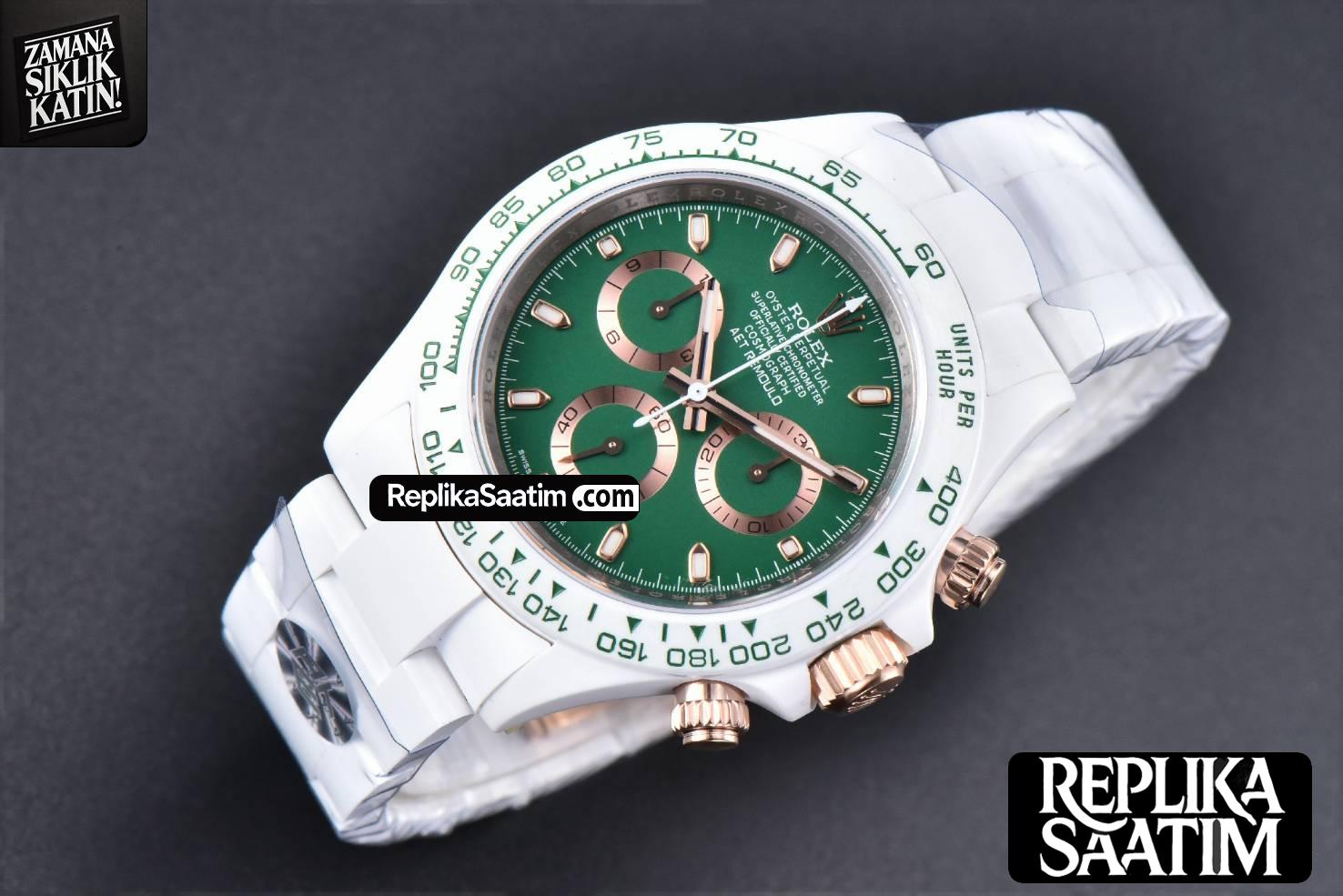 Daytona AET White Ceramic Green Dial Ceramic Bracelet SA4130 V2 -02