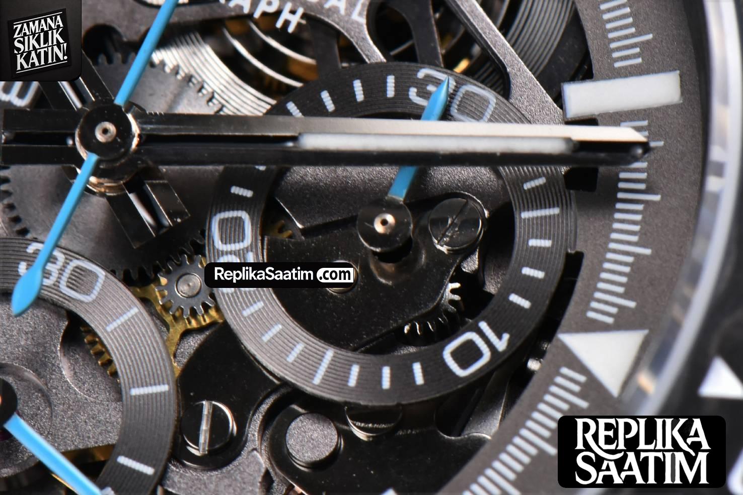Daytona Montoya Carbon Fiber 40mm DIWF Skeleton Dial Blue Hand Black Nylon Strap 4130 -07
