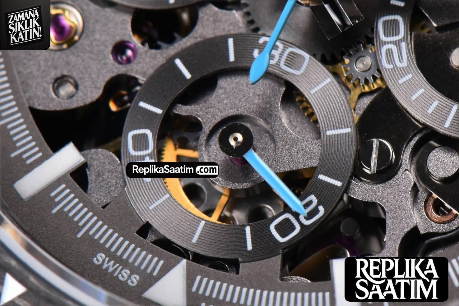 Daytona Montoya Carbon Fiber 40mm DIWF Skeleton Dial Blue Hand Black Nylon Strap 4130 -08
