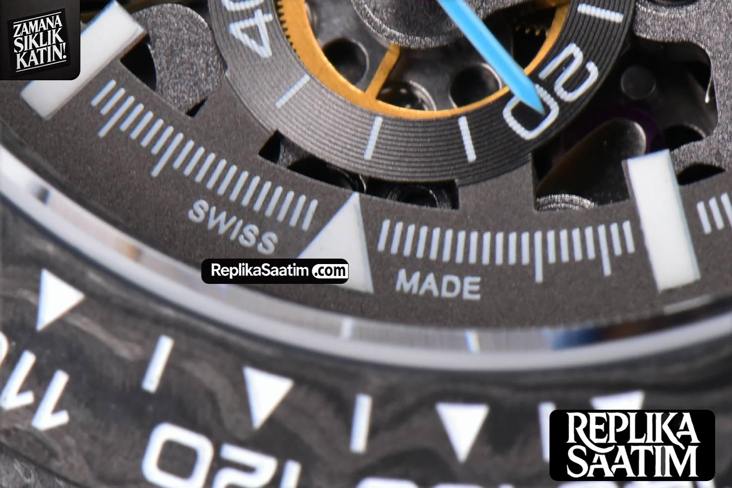 Daytona Montoya Carbon Fiber 40mm DIWF Skeleton Dial Blue Hand Black Nylon Strap 4130 -09