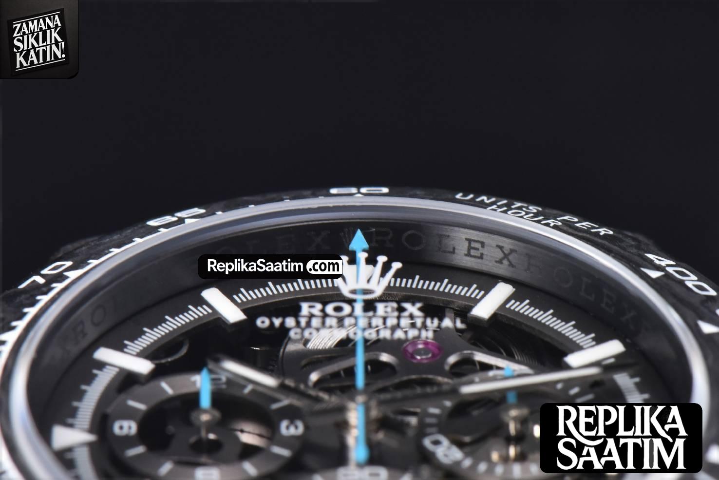 Daytona Montoya Carbon Fiber 40mm DIWF Skeleton Dial Blue Hand Black Nylon Strap 4130 -12
