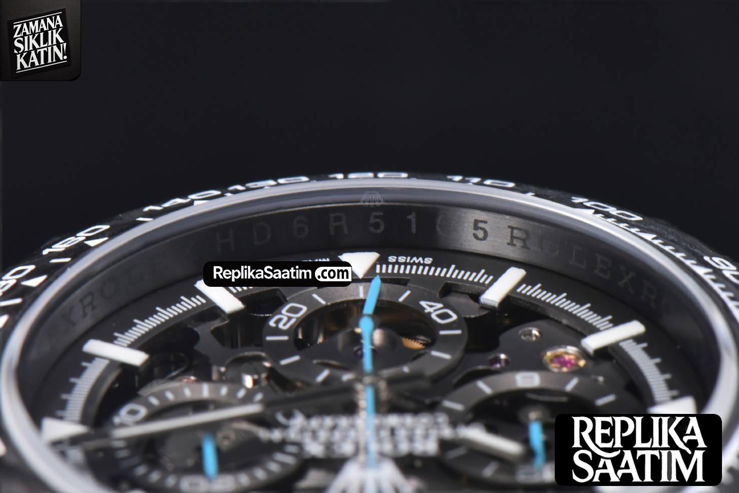 Daytona Montoya Carbon Fiber 40mm DIWF Skeleton Dial Blue Hand Black Nylon Strap 4130 -13