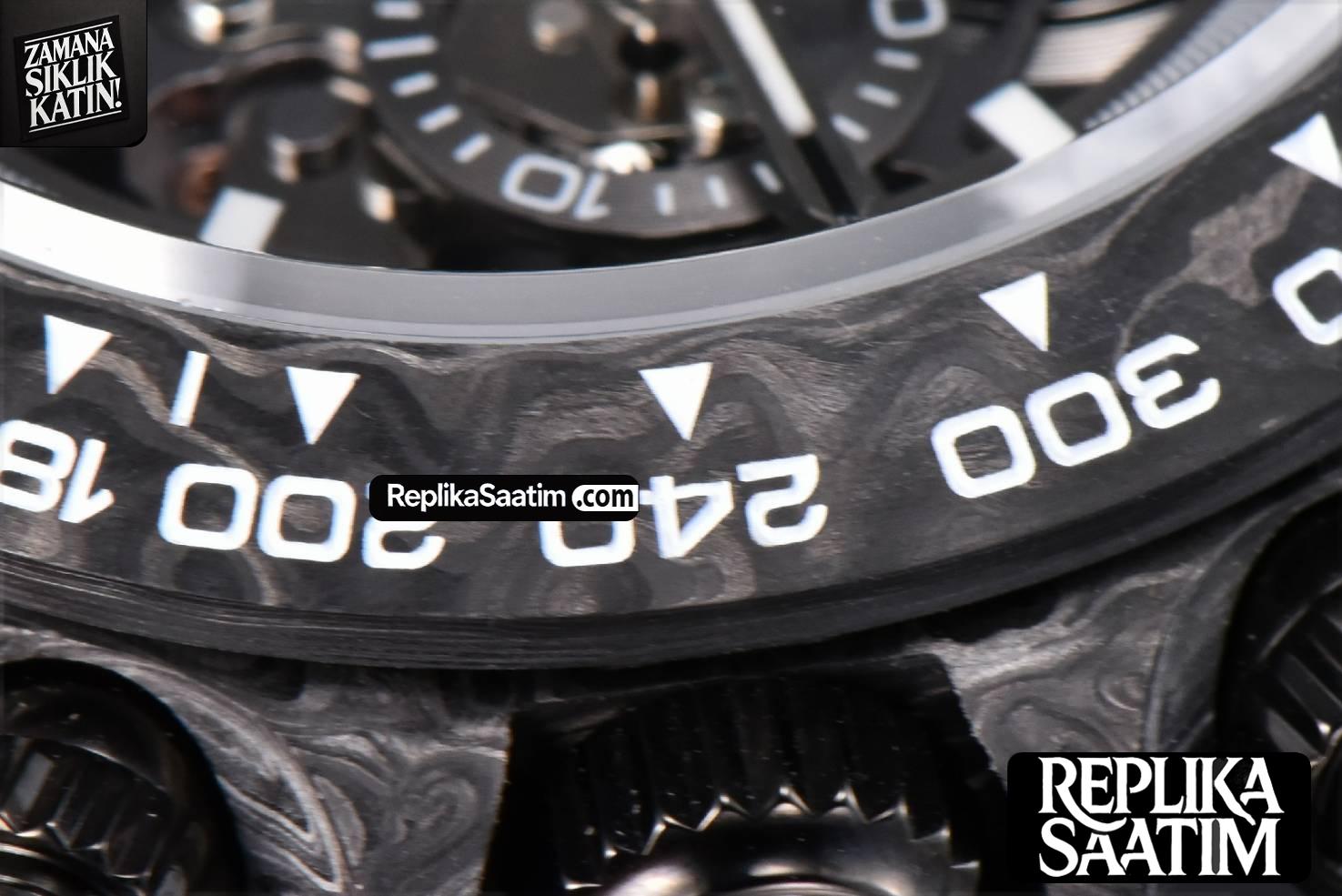 Daytona Montoya Carbon Fiber 40mm DIWF Skeleton Dial Blue Hand Black Nylon Strap 4130 -15