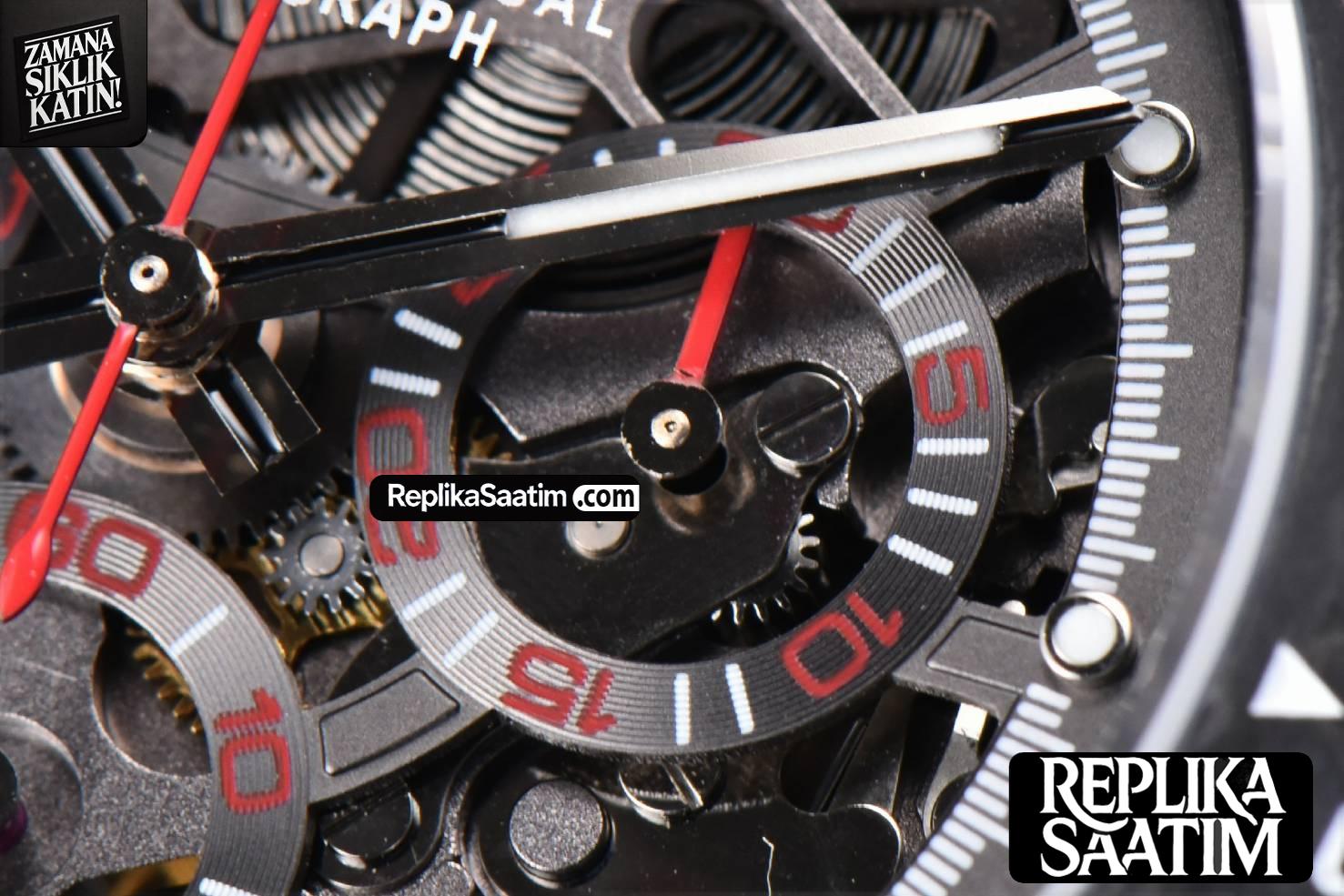 Daytona Montoya Carbon Fiber 40mm DIWF Skeleton Dial Red Hand Black Nylon Strap 4130 -07